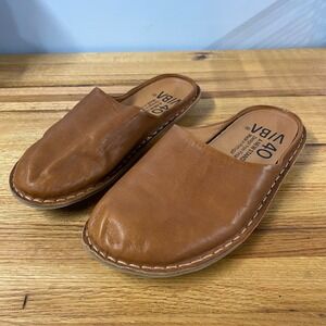 VIBAe Zuma Tan Leather Ergonomic Mules Slides Shoes Size 40 Made in Portugal